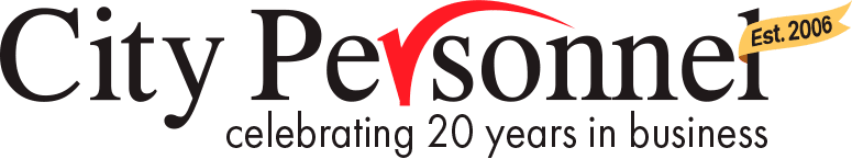 City Personnel logo with the text “Celebrating 20 years in business” and an “Est. 2006” badge.