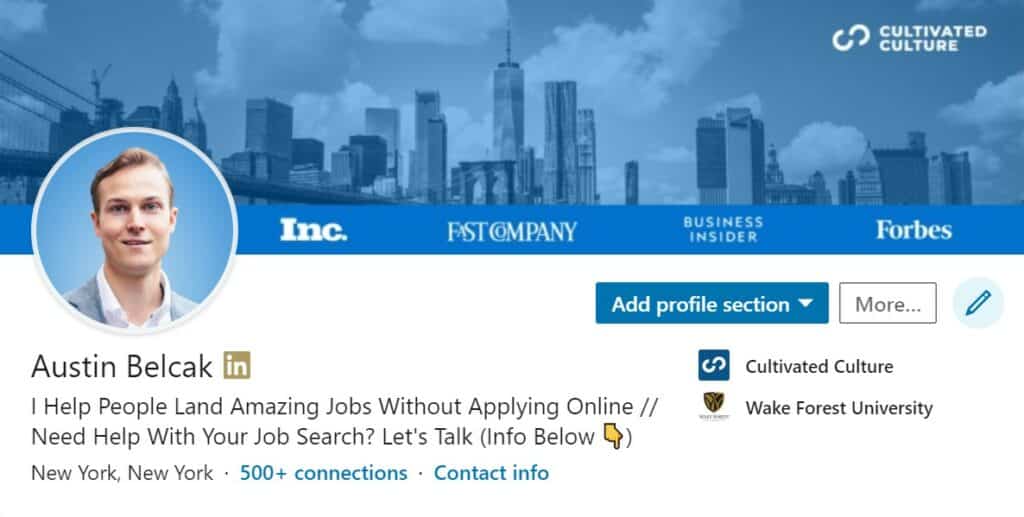 LinkedIn Background Example