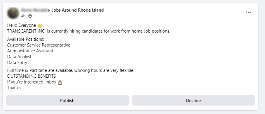 fake job opening