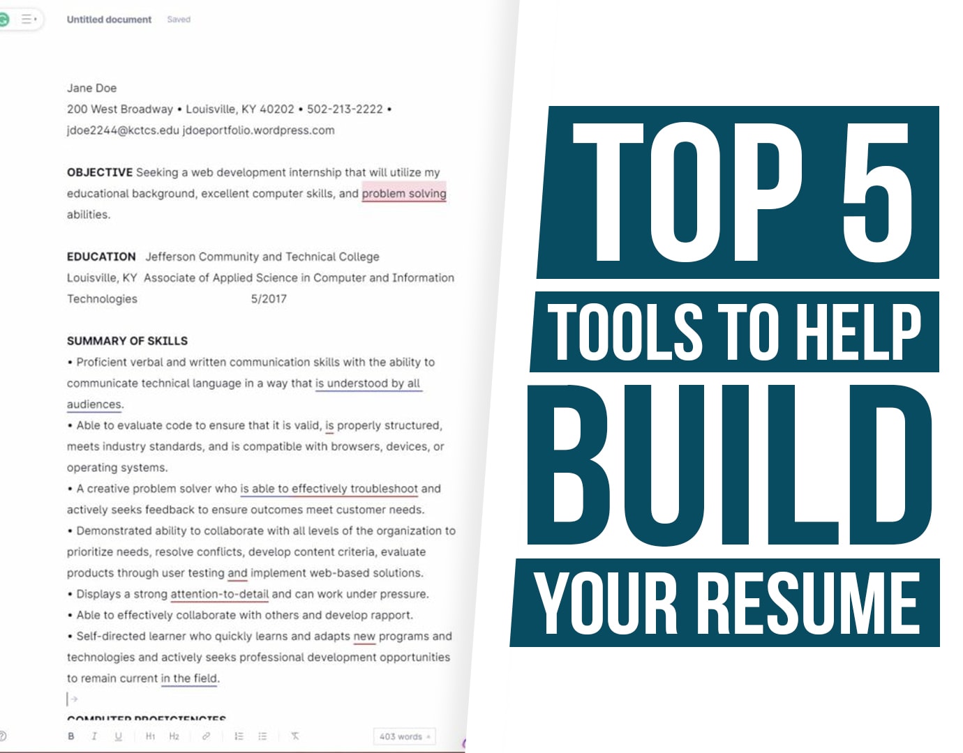Top 5 Tools to Help Build Your Resume