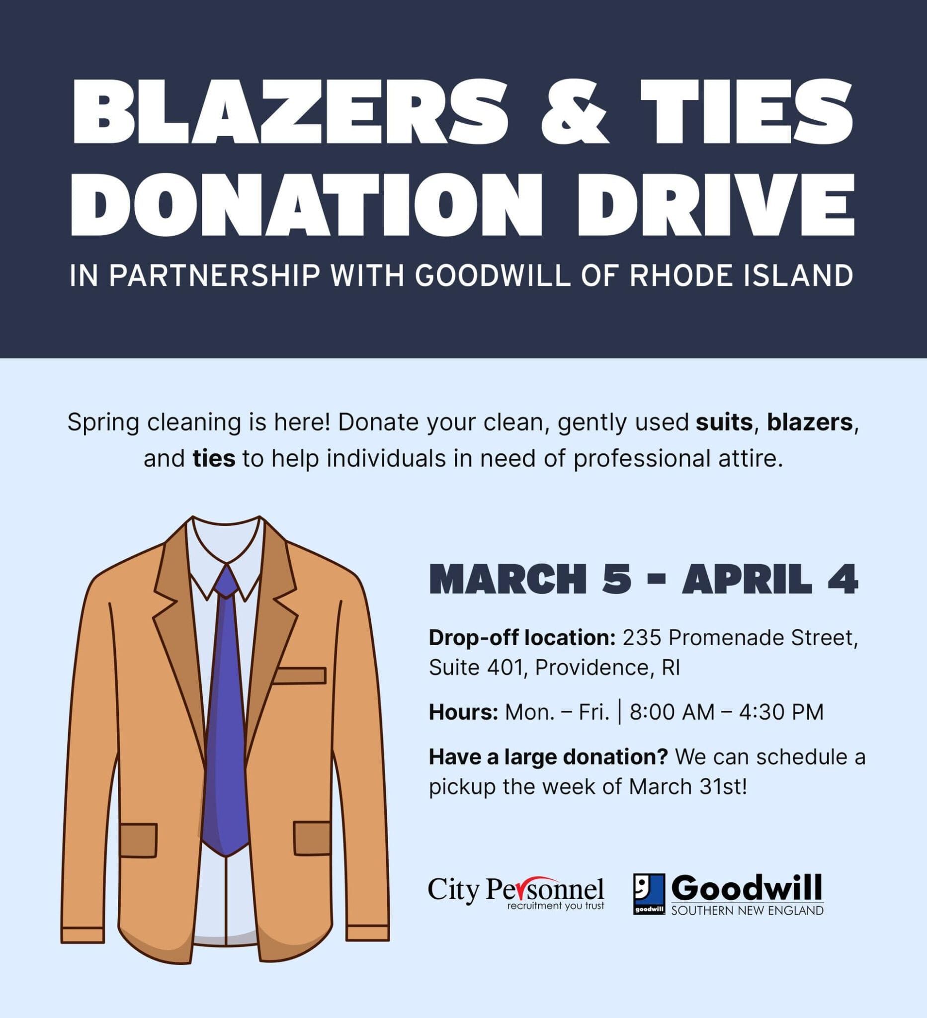 Blazers and Ties Donation Drive scaled