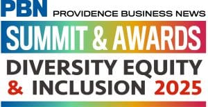 Providence Business News logo for the “PBN Summit & Awards: Diversity, Equity & Inclusion 2025.” The design features bold text with a vibrant rainbow gradient background symbolizing inclusion and diversity.